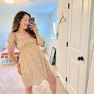 Tuckernuck Wray Orange Floral Cotton Mini Dress Large